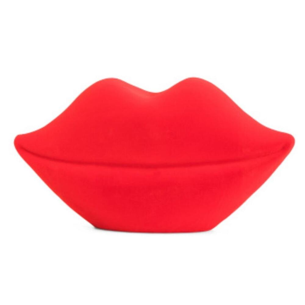 Bella Lux Red Flocked Velvet Like Lips Statue Decor 10” Glamour Kawaii